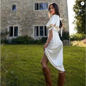 Reformation Stella Silk Maxi Dress Ivory NWT 2P